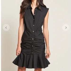 Veronica Beard Bell Button Down Ruched Shirt Dress
